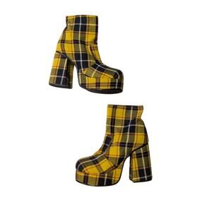 UNIF Yellow Plaid Vintage Multi Boots Size Women's 7